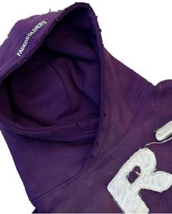 Personalizado strass serigrafía logotipo francés Terry de gran tamaño de algodón pesado lavado ácido Sun Faded hombres sudaderas con capucha Vintage chándal - Product Image 3