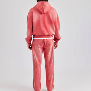 เสื้อฮู้ดดี้ผ้าเทอร์รี่คอตตอน 100% สีแดงแบบวินเทจ น้ำหนัก 500 กรัม ทรงหลวม ปรับเชือกผูกได้ สไตล์สตรีทแวร์ แบบสองชั้น - Product Image 2