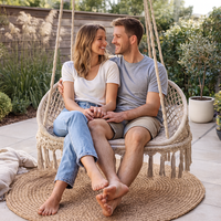 Fauteuil suspendu pour couple fait main en coton naturel, hamac suspendu, design personnalisé avec étiquette privée