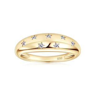 Anillo de Compromiso y Matrimonio de Plata de Ley 925 con Moissanita en Forma de Estrella, Estilo Gitano, para Regalo de Aniversario, Uso Diario - Product Image 1