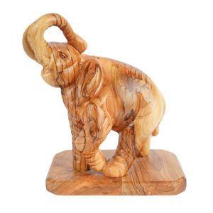 Sculpture d'éléphant en bois d'olivier sculptée à la main, 20 cm, figurine d'éléphant en bois, fabriquée à la main à Bethléem - Product Image 1
