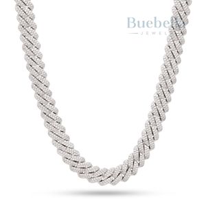 925 12mm collar de diamantes de moissanita estilo rapero joyería de Hip Hop con ajuste de punta de 2 filas cadena de eslabones cubanos de Miami para hombres - Product Image 6