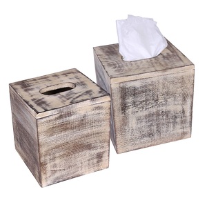 Paquete de 2 cubiertas de caja de pañuelos cuadradas de madera sin terminar 5,1x5,1x6 en soporte de pañuelos para proyectos de manualidades caseras colgantes - Product Image 2