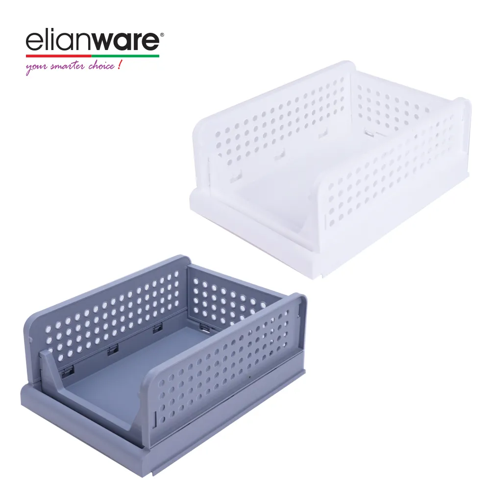 Elianware Foldable Stackable Shelf Storage Organizer Self Assembler Wardrobe Basket Storage Box Drawer