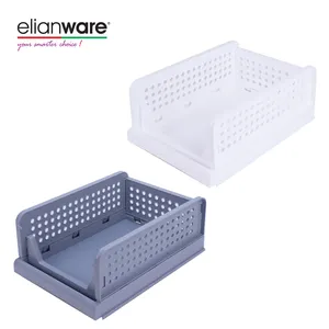 Elianware Foldable Stackable Shelf Storage Organizer Self Assembler Wardrobe Basket Storage Box Drawer