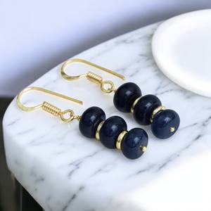 Wholesale Sapphire Gemstone Beaded Drop Earrings - Handmade Gold Plated <b>Natural</b> <b>Stone</b> Dangle Earrings <b>Jewelry</b> for Women - Product Image 1