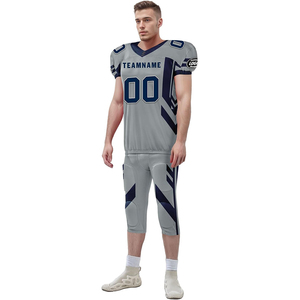 Service OEM, ensembles d'uniformes de football américain respirants, légers, à séchage rapide, antibactériens, anti-UV, personnalisables, couleur grise, taille plus - Product Image 4