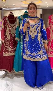 Top de fiesta de estilo tradicional de diseñador recién lanzado Sharara Plazzo Dupatta - Product Image 2