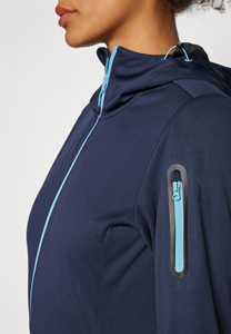 Veste Softshell d'eau Bridge pour femmes bleu foncé personnalisée durable Prix d'usine Manches longues Coupe-vent Vestes de course à pied d'extérieur - Product Image 4