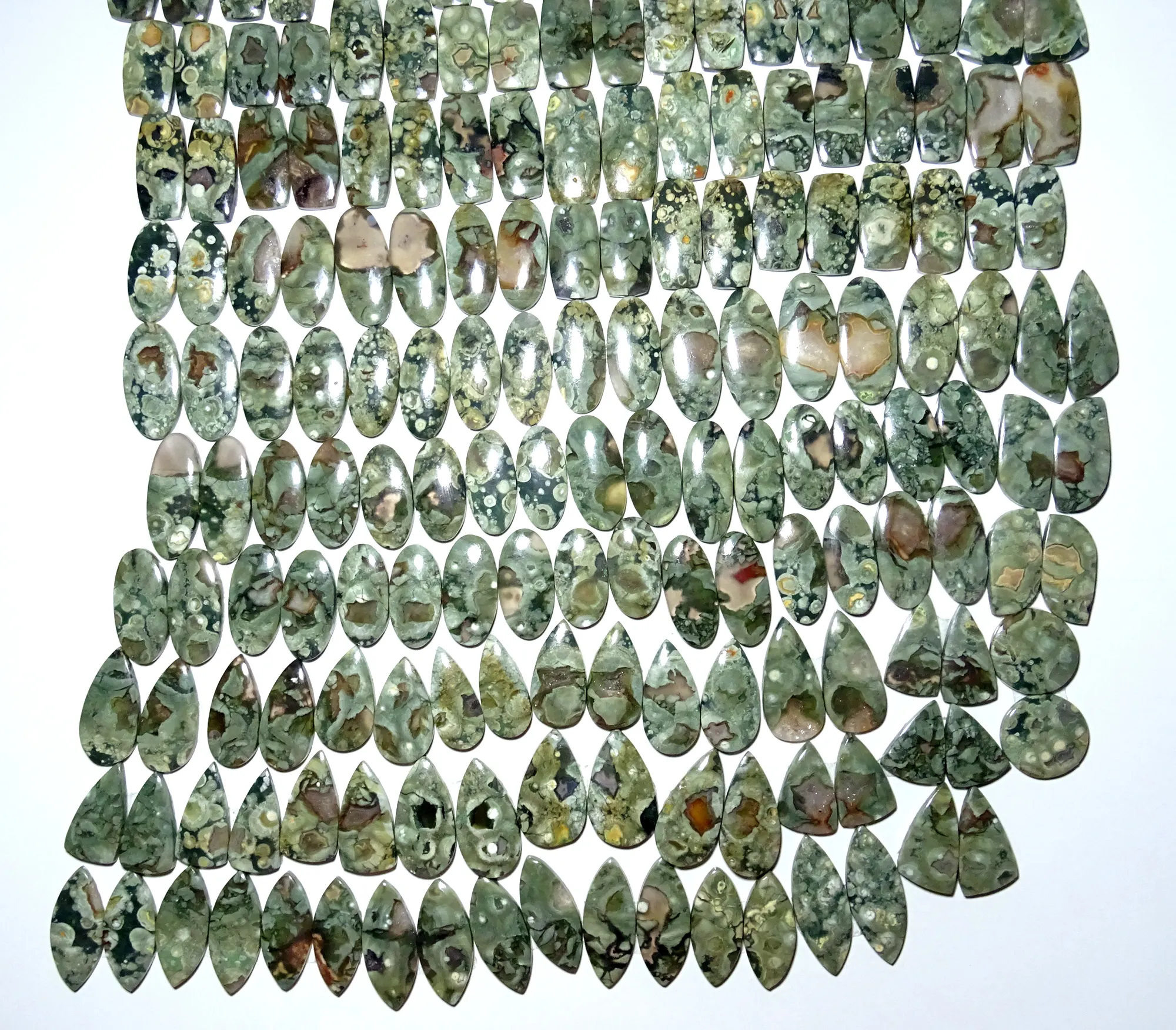 Tự Nhiên Rhyolite Cặp Jasper Mịn Đánh Bóng Cabochon Đá Welo Rhyolite Cặp Jasper Lỏng Đá Quý Để Làm Đồ Trang Sức