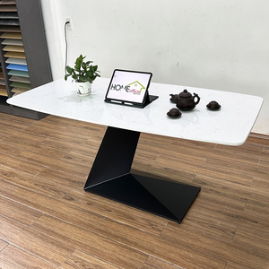 BA68120 Rectangular <b>Dining</b> <b>Table</b> 140/160x80 Stone Top and Iron Legs Assembled Expandable and Extendable for Home Bar Use - Product Image 3