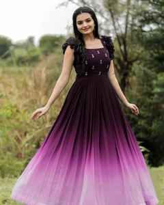 หนัก GEORGETTE บอลลีวูดออกแบบชุดโลกกว้างประตูการจัดส่งที่มีอยู่โดย Alphanumero ในราคาขายส่ง - Product Image 1