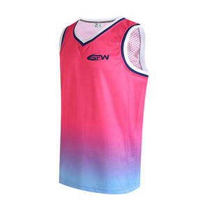 Basketball Jersey Imprimer Sponsor Logos Prêt Sublimation Impression Numérique Maille Polyester Hommes Gilet Personnalisé Équipe De Haute Qualité - Product Image 1