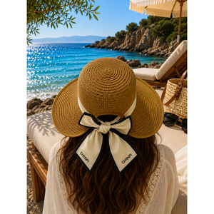 Chapeau de cowboy réglable en paille naturelle et jonc de mer, avec fermeture adhésive arrière, pour femme, idéal pour l'été, les fêtes, la plage et l'extérieur - Product Image 1