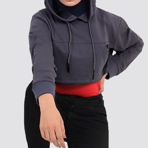 La última Sudadera corta con capucha de Invierno para mujer Servicios OEM ofrecidos Estilo casual Diseño forrado Longitud corta Cuello con capucha Posición del logotipo frontal - Product Image 1