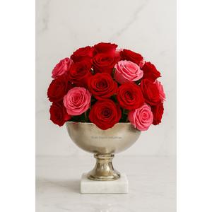 Pedestal Bowl Florero para decoración de mesa Cuenco de metal Macetas de arreglo de flores plateadas para decoración interior y exterior - Product Image 2