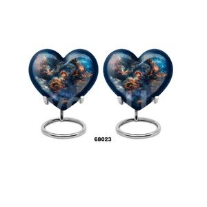 Urna de cremación de dragón de corazón de recuerdo blanco de aluminio para cenizas humanas, urna de corazón pequeña decorativa con soporte y bolsa de terciopelo gratis - Product Image 5