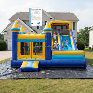 Château Gonflable Commercial Bleu Jaune Combo avec Toboggan Direct Usine Pas Cher à Vendre - Product Image 1