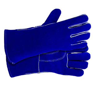 ถุงมือเชื่อมหนังถุงมือช่างเชื่อมสีน้ำเงิน, ถุงมือช่างเชื่อมหนังไหล่ถุงมือเชื่อมถุงมือหนังขนาดใหญ่ทำด้วยเคฟลาร์ - Product Image 2