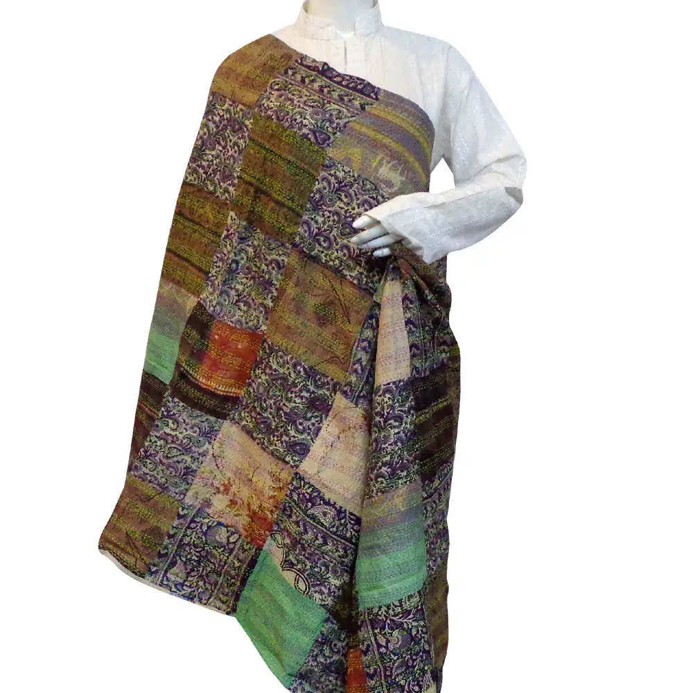 Stola Schal Frauen Elegante und zeitlose Stil hand gefertigte Baumwolle Kantha bestickte reversible Seide Stola zum Verkauf