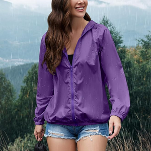 Chubasqueros para mujer, ligeros, impermeables, a prueba de viento, cortavientos ajustable, chaquetas de lluvia, chaqueta vaquera - Product Image 2