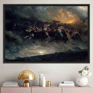 Impresión en lienzo de mitología nórdica: La cacería salvaje de Odín, lienzo con marco negro - Product Image 1