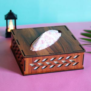 Boîte à mouchoirs en bois naturel de luxe fabriquée à la main avec un design antique pour une utilisation élégante et fonctionnelle au prix de gros de l'Inde - Product Image 5
