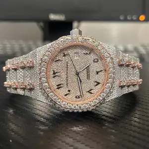 Presenting a moissanite diamond hip hop watch made in stainless steel from casual to formal wear designed for mens daily life