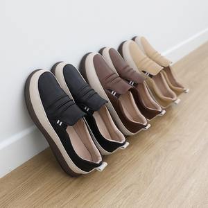 [JSHOE] Zapatos Mocasines Básicos Sin Cordones de Piel de Vacuno para Mujer Plataforma de 3.5cm Zapatos Casuales Ligeros y Cómodos para Caminar - Product Image 1