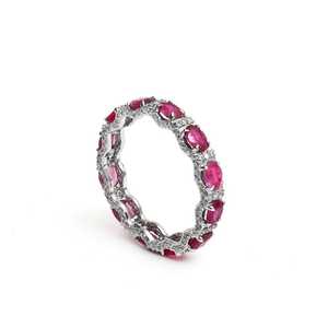 Anillo de Eternidad con Rubí Rosa, Joyería Elegante para Mujer, Uso Diario con Estilo, Regalo, Diseño de Lujo, Artículo de Primera Calidad - Product Image 1