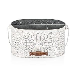 Organizador de cuchara de Metal galvanizado con diseño Floral blanco decorativo más vendido, almacenamiento de utensilios de cocina, pinzas para ollas con mango de madera - Product Image 6