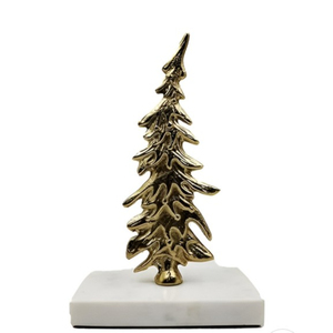 Exhibición de árbol de Navidad de aluminio dorado con base de madera Decoración festiva de mesa moderna hecha a mano para el hogar y la Oficina - Product Image 5