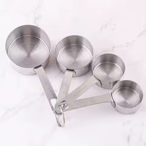 ถ้วยตวงสแตนเลสชุบเงิน เหมาะสำหรับทำอาหารคุณภาพสูง ทนทาน อุปกรณ์ครัวคุณภาพเยี่ยม ชุด 4 ชิ้น - Product Image 1