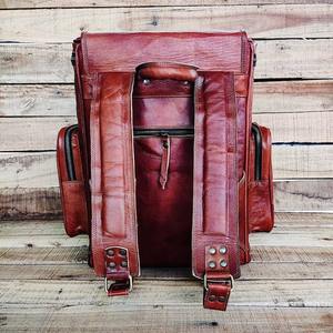 กระเป๋าเป้สะพายหลังหนังทำด้วยมือกระเป๋าสะพายหลังแล็ปท็อปส่วนบุคคลขนาดใหญ่วินเทจสำหรับผู้ชายผู้หญิงกีฬากระเป๋า duffle สำหรับการเดินทางเดินป่าการเดินป่าการปีนเขา - Product Image 3