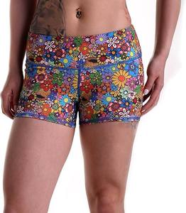 Pantalones cortos de mezclilla entrecruzados de cintura alta para mujer, pantalones cortos de algodón con estampado lavado de pierna recta elástica con botones - Product Image 2