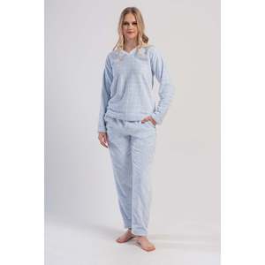 KADIN J.ULTRASOFT V YAKA UZUN KOL CEPLI PIJAMA TAKIM - AZUL - AZUL - Product Image 1