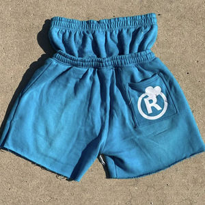 Écussons de broderie personnalisés Short en jean uni pour hommes Vintage délavé à l'acide déchiré en détresse Double mi-taille décontracté High Street - Product Image 2