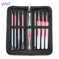Dissolvant de points noirs 9 pièces Pimple Popper outil acier inoxydable acné comédon extracteur Whiteheads enlèvement outils ensemble