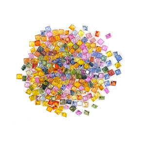 Saphirs naturels multicolores calibrés, taille princesse, carrés 3mm 4mm, taille rondelle ovale, arc-en-ciel rouge jaune vert 8mm, certifiés IGI - Product Image 1