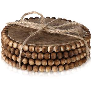 Wholesaler High Quality Hot Trending Bohemian Set 4 White <b>Beaded</b> <b>Coasters</b> Round <b>Beaded</b> <b>Coasters</b> for Drinkware Decoration - Product Image 5