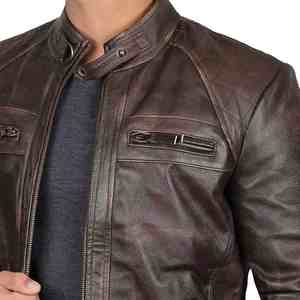 Vente chaude nouvelle mode hommes coupe-vent veste en cuir col montant-pour vêtements d'hiver - Product Image 2
