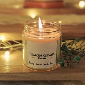Vela de hierba de limón de lujo con aceites esenciales puros para una fragancia aromática suave y un ambiente relajante para el hogar Proveedor indio - Product Image 6