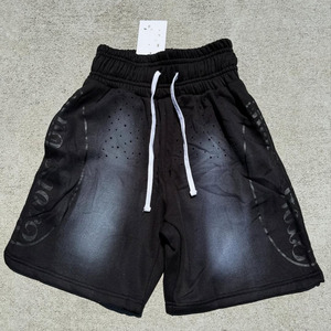 Custom Streetwear Double Waist Denim Short Pants Distressed Acid Wash Vintage Patchwork Sun Faded Jeans Shorts Men - Product Image 1