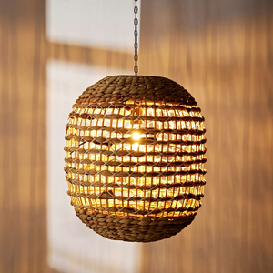 Pantalla de lámpara de jacinto de agua tejida a mano, pantalla decorativa ecológica para interiores rústicos y bohemios, cubierta de pantalla - Product Image 3