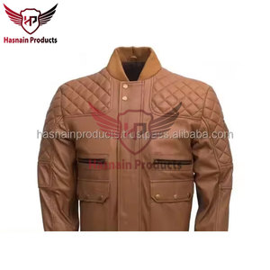 Autumn Winter Men's <b>Leather</b> <b>Jacket</b> Premium Wholesale <b>Long</b> Sleeve Bomber with Zipper Pocket Solid Color Casual Fashionable Design - Product Image 3