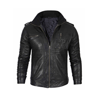 Blouson de moto homme en cuir véritable de qualité supérieure, noir, manches longues, imperméable, coupe-vent, respirant, fermeture frontale rapide