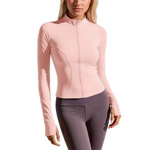 เสื้อโยคะ/ฟิตเนส ผ้าสแปนเด็กซ์/ไนลอน ระบายอากาศได้ดี ไซส์พลัส สำหรับผู้หญิง ออกกำลังกาย โยคะ แขนยาว คอซิปครึ่งตัว ชุดออกกำลังกาย - Product Image 3