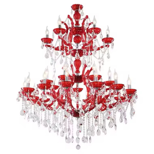 Grand lustre en cristal de verre LED de luxe à hauteur réglable Design Maria <span class=keywords><strong>Teresa</strong></span> rouge pour villa scandinave moderne suspendue pour - Product Image 3