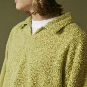 Dernière conception personnalisée Logo brodé Col rabattu Pull Sherpa thermique Pull-over sweat-shirt coupe ample - Product Image 5