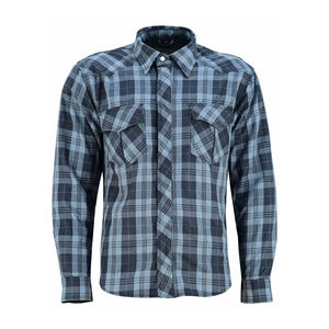 Camisa de Franela a Cuadros Azul Personalizada para Hombre y Mujer, Forrada, con Protección para Motociclistas, Ignífuga, con Botones a Presión - Product Image 4